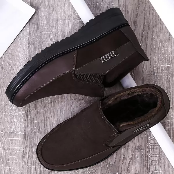 COSIDRAM Men Shoes Winter Snow Boots Cottonpadded Slip on Casual Warm Walking Sneakers House ShoesCCoffee