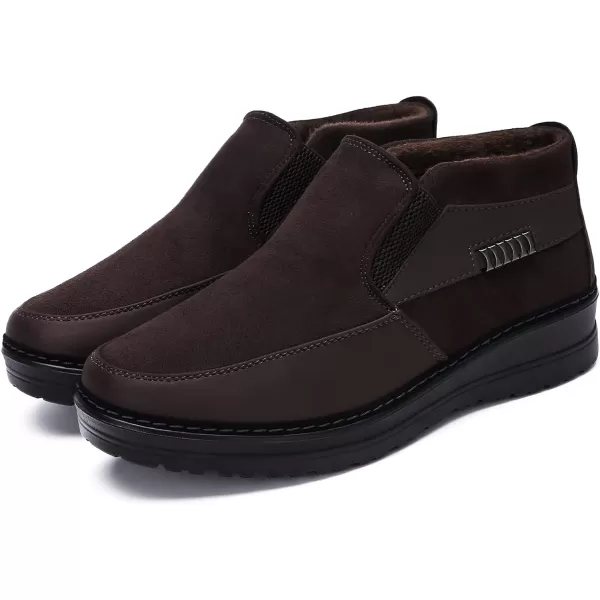 COSIDRAM Men Shoes Winter Snow Boots Cottonpadded Slip on Casual Warm Walking Sneakers House ShoesCCoffee