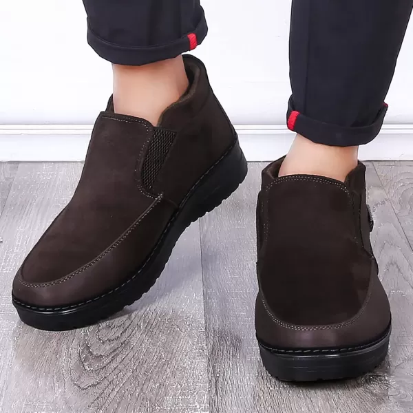 COSIDRAM Men Shoes Winter Snow Boots Cottonpadded Slip on Casual Warm Walking Sneakers House ShoesCCoffee