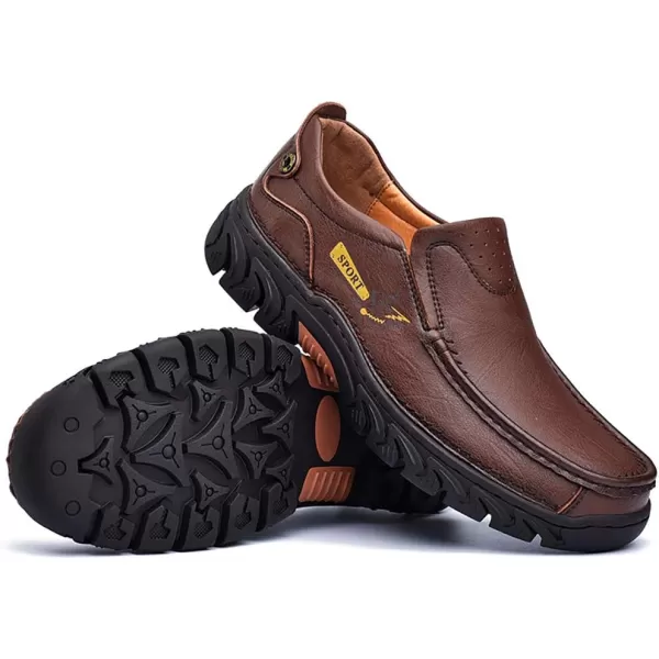 COSIDRAM Men Walking Sneakers Luxury Leather Shoes Casual Shoes Loafers for MaleXDark Brown