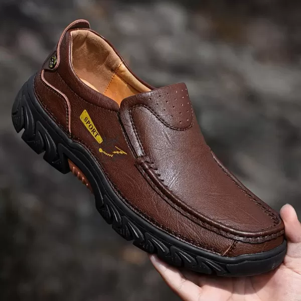 COSIDRAM Men Walking Sneakers Luxury Leather Shoes Casual Shoes Loafers for MaleXDark Brown