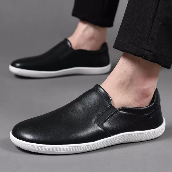 COSIDRAM Mens Casual Loafers Comfort Wide Toe Soft Daily Walking Sneakers Classic Slip On ShoesABlack