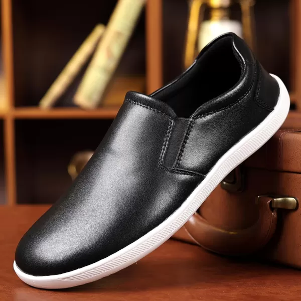 COSIDRAM Mens Casual Loafers Comfort Wide Toe Soft Daily Walking Sneakers Classic Slip On ShoesABlack