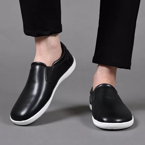 COSIDRAM Mens Casual Loafers Comfort Wide Toe Soft Daily Walking Sneakers Classic Slip On ShoesABlack