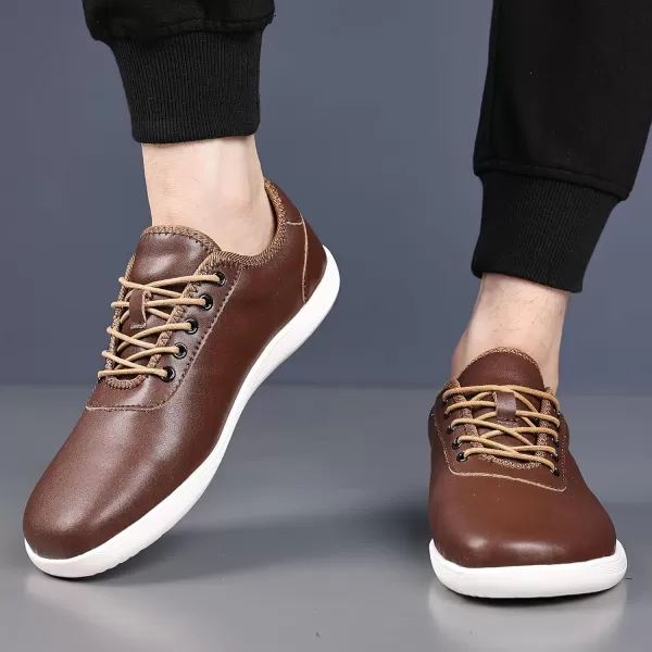 COSIDRAM Mens Casual Loafers Comfort Wide Toe Walking Sneakers Breathable Fashion Lace up Business ShoesADark Brown