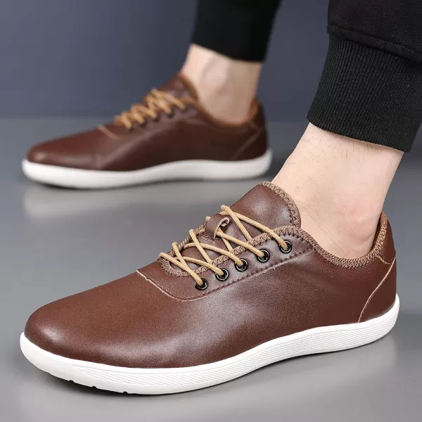 COSIDRAM Mens Casual Loafers Comfort Wide Toe Walking Sneakers Breathable Fashion Lace up Business ShoesADark Brown