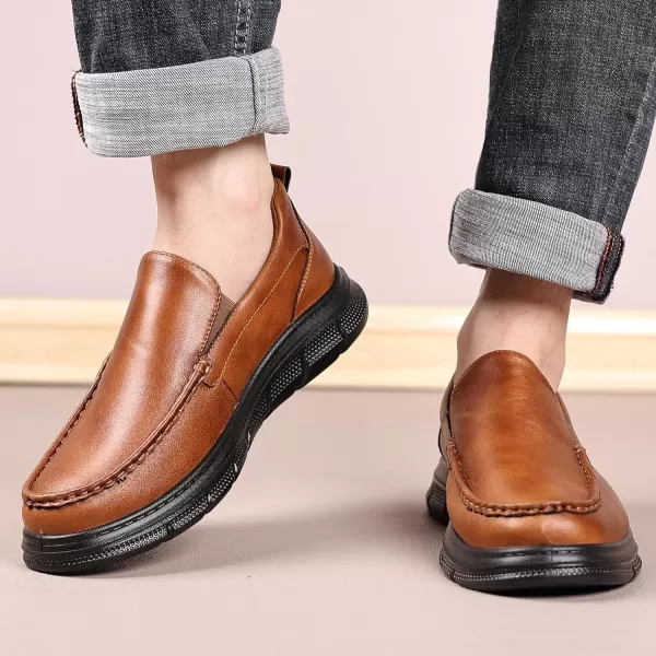 COSIDRAM Mens Casual Loafers Comfortable Soft Classic Moccasin Slip On Daily Walking ShoesABrown