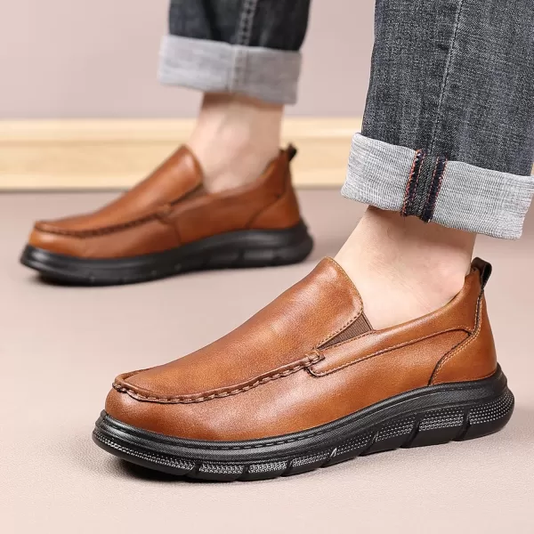 COSIDRAM Mens Casual Loafers Comfortable Soft Classic Moccasin Slip On Daily Walking ShoesABrown