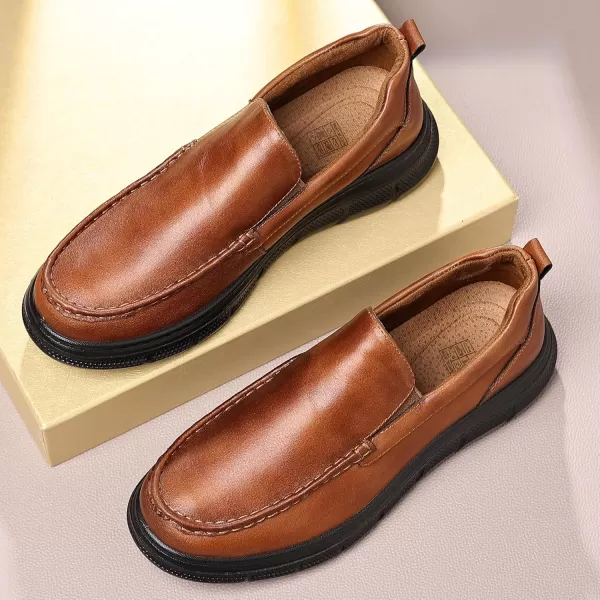 COSIDRAM Mens Casual Loafers Comfortable Soft Classic Moccasin Slip On Daily Walking ShoesABrown