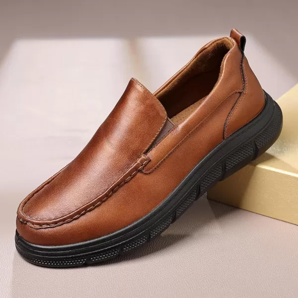 COSIDRAM Mens Casual Loafers Comfortable Soft Classic Moccasin Slip On Daily Walking ShoesABrown