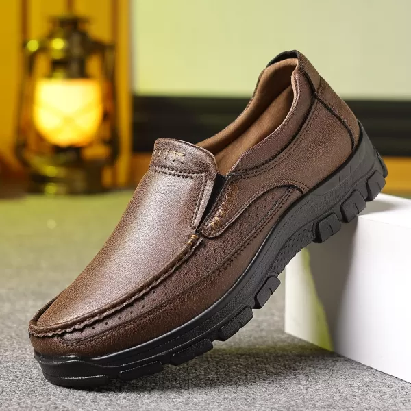 COSIDRAM Mens Casual Loafers Shoes Lightweight Luxury Comfort Bussiness Office Walking Shoes for MaleABrown