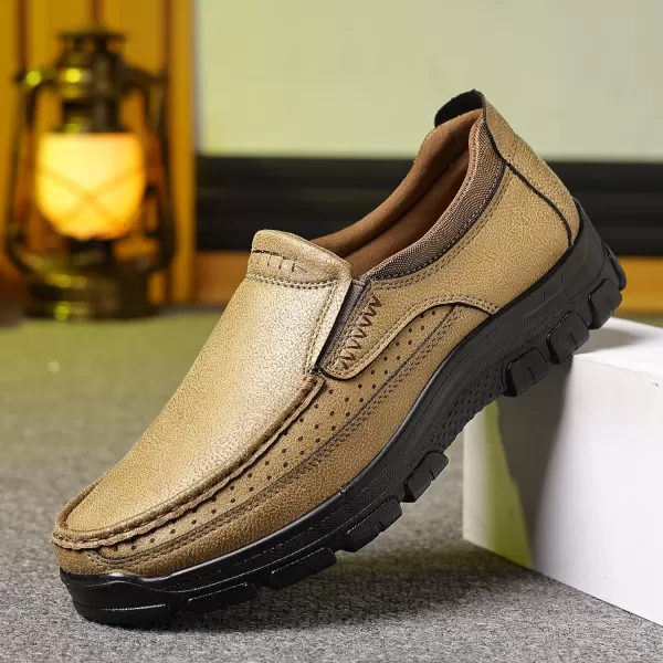 COSIDRAM Mens Casual Loafers Shoes Lightweight Luxury Comfort Bussiness Office Walking Shoes for MaleATan