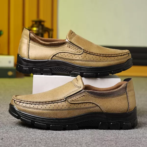 COSIDRAM Mens Casual Loafers Shoes Lightweight Luxury Comfort Bussiness Office Walking Shoes for MaleATan