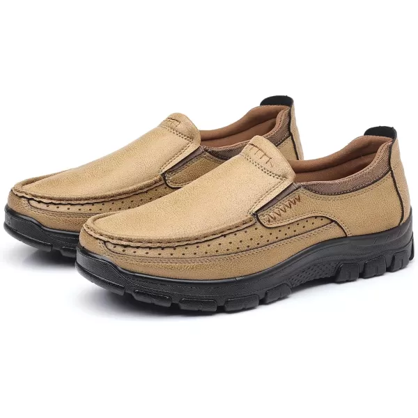 COSIDRAM Mens Casual Loafers Shoes Lightweight Luxury Comfort Bussiness Office Walking Shoes for MaleATan