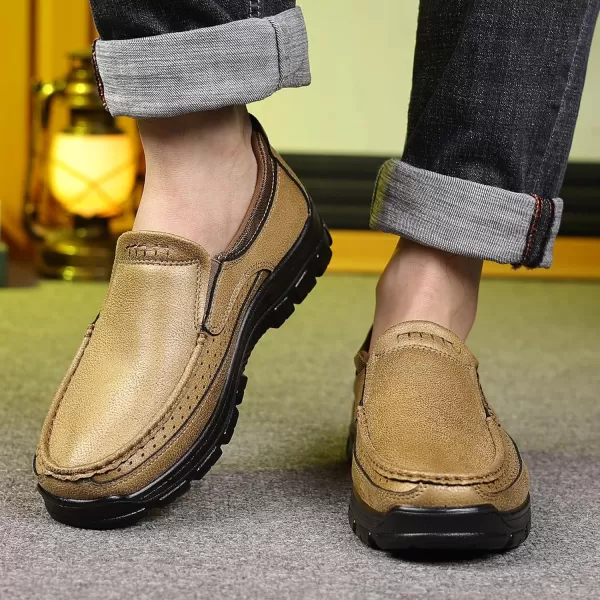 COSIDRAM Mens Casual Loafers Shoes Lightweight Luxury Comfort Bussiness Office Walking Shoes for MaleATan