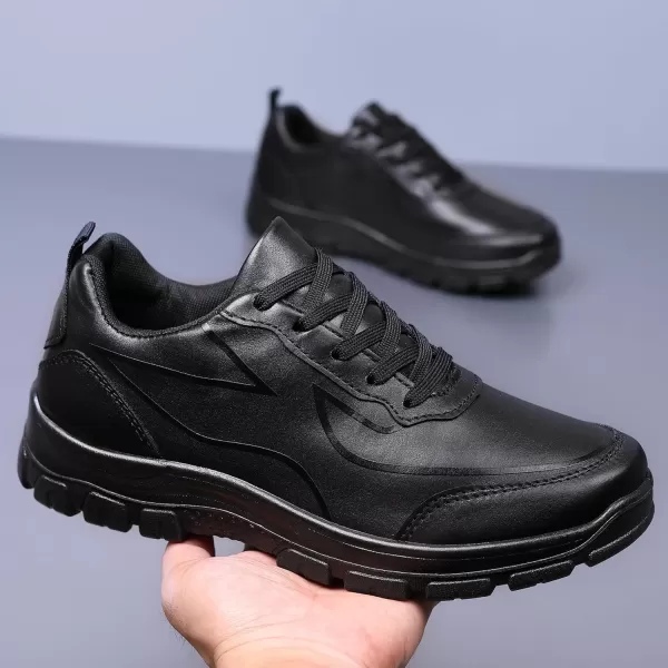COSIDRAM Mens Casual Loafers Stylish Walking Sneakers Comfortable Classic Laceup Business ShoesABlack
