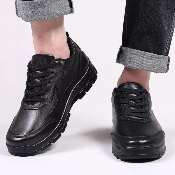 COSIDRAM Mens Casual Loafers Stylish Walking Sneakers Comfortable Classic Laceup Business ShoesABlack