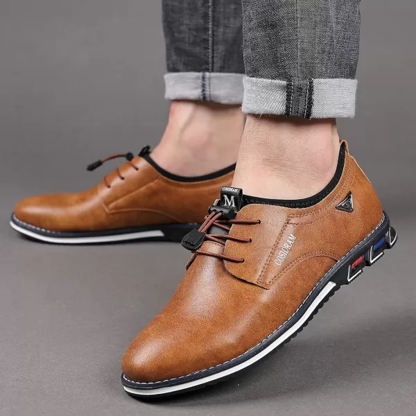 COSIDRAM Mens Casual Shoes Business Slipon Shoes Comfort Fashion Office Shoes for MaleAYellowish Brown