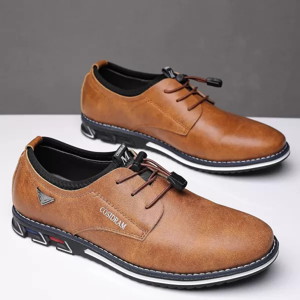 COSIDRAM Mens Casual Shoes Business Slipon Shoes Comfort Fashion Office Shoes for MaleAYellowish Brown