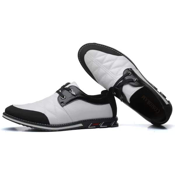 COSIDRAM Mens Casual Shoes Fashion Sneakers Dress Shoes for Men Walking Shoes Business Office Comfort LoafersAWhite