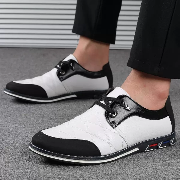 COSIDRAM Mens Casual Shoes Fashion Sneakers Dress Shoes for Men Walking Shoes Business Office Comfort LoafersAWhite