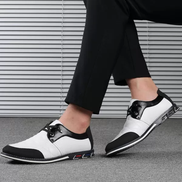 COSIDRAM Mens Casual Shoes Fashion Sneakers Dress Shoes for Men Walking Shoes Business Office Comfort LoafersAWhite