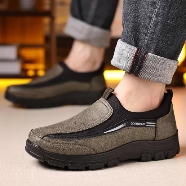 COSIDRAM Mens Casual Shoes Loafers Slip on Moccasin Comfort Soft Lightweight Daily Flats SneakersATan