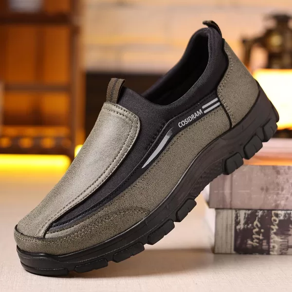 COSIDRAM Mens Casual Shoes Loafers Slip on Moccasin Comfort Soft Lightweight Daily Flats SneakersATan
