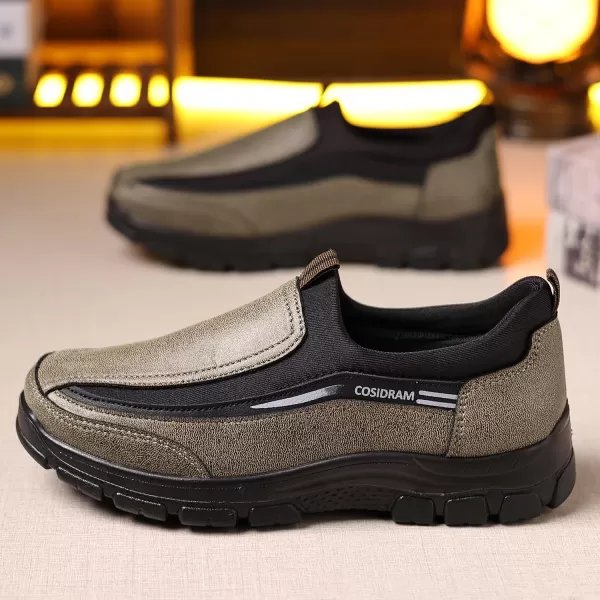 COSIDRAM Mens Casual Shoes Loafers Slip on Moccasin Comfort Soft Lightweight Daily Flats SneakersATan