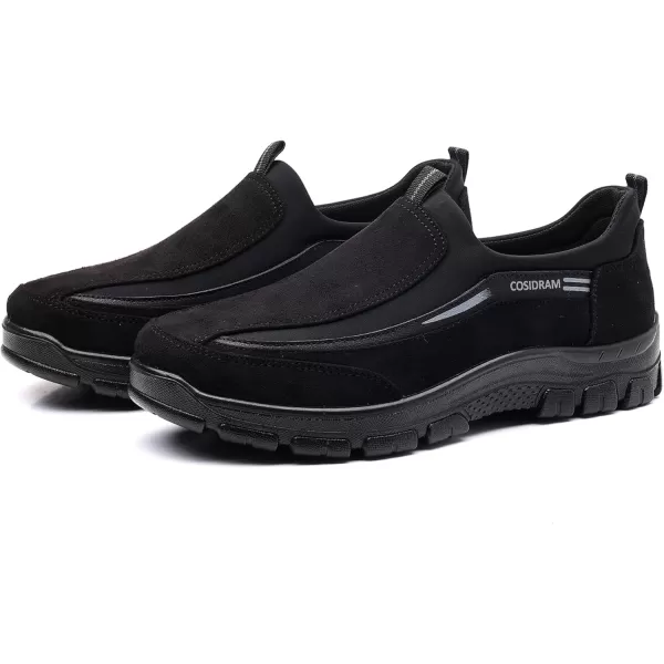 COSIDRAM Mens Casual Shoes Slip on Loafers Comfortable Non Slip Suede Driving Walking Shoes for MenABlack