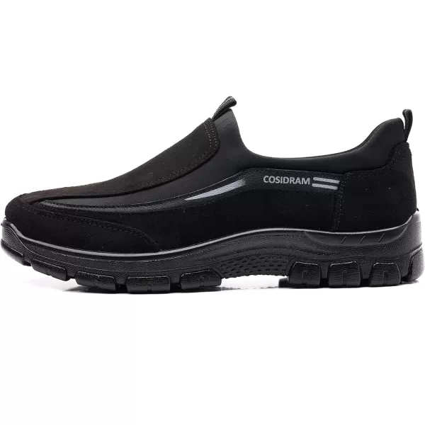 COSIDRAM Mens Casual Shoes Slip on Loafers Comfortable Non Slip Suede Driving Walking Shoes for MenABlack
