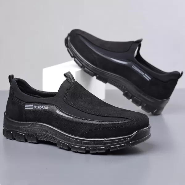 COSIDRAM Mens Casual Shoes Slip on Loafers Comfortable Non Slip Suede Driving Walking Shoes for MenABlack