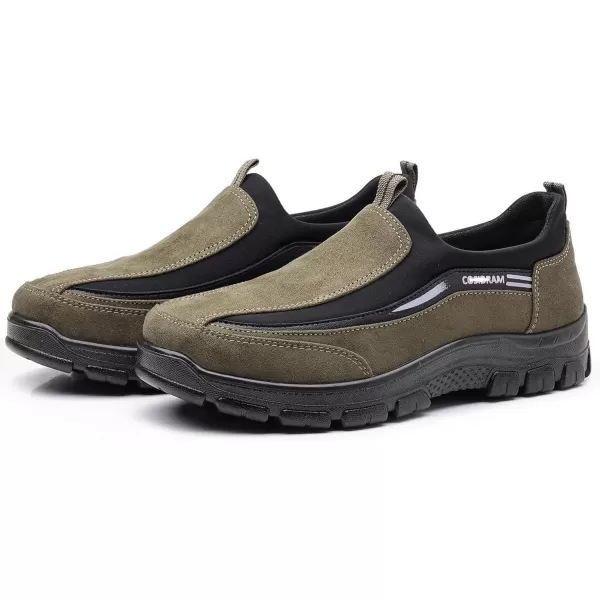 COSIDRAM Mens Casual Shoes Slip on Loafers Comfortable Non Slip Suede Driving Walking Shoes for MenAKhaki