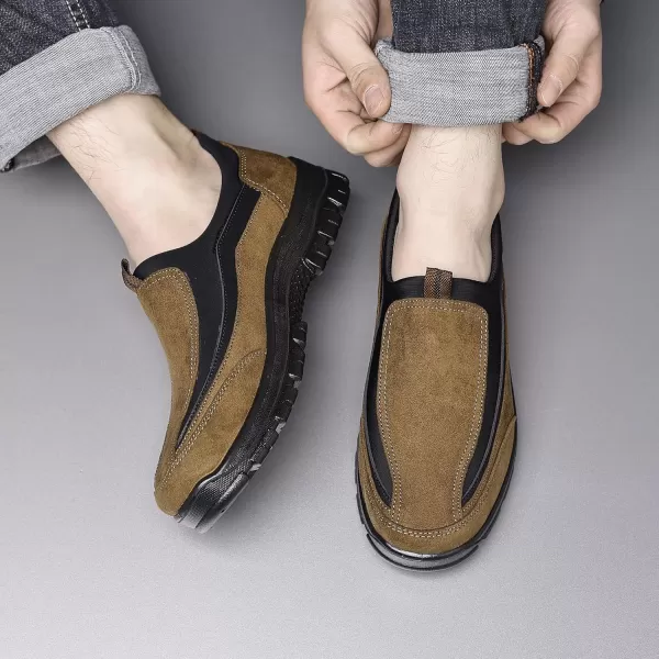 COSIDRAM Mens Casual Shoes Slip on Loafers Comfortable Non Slip Suede Driving Walking Shoes for MenATan