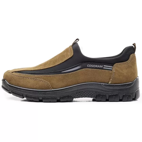 COSIDRAM Mens Casual Shoes Slip on Loafers Comfortable Non Slip Suede Driving Walking Shoes for MenATan