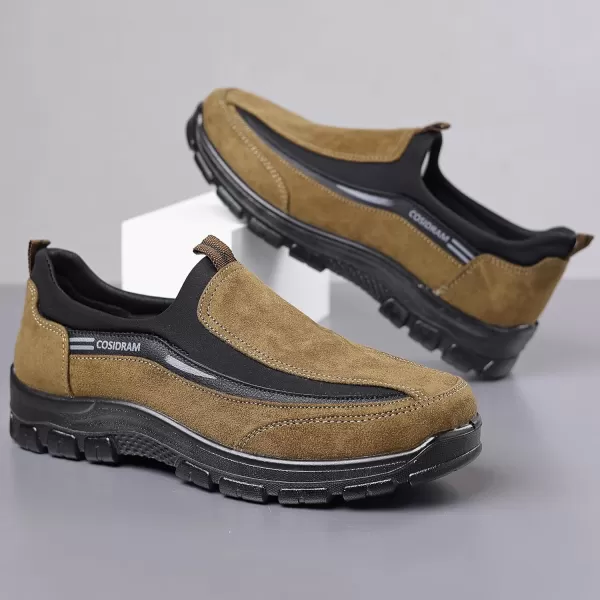 COSIDRAM Mens Casual Shoes Slip on Loafers Comfortable Non Slip Suede Driving Walking Shoes for MenATan