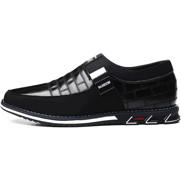 COSIDRAM Mens Casual Shoes Sneakers Loafers Comfort Walking Shoes for Male Business Work Office DressSlip onBlack