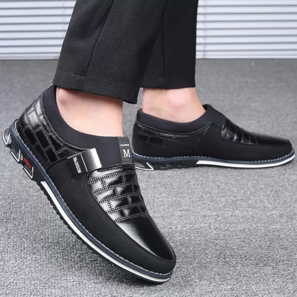 COSIDRAM Mens Casual Shoes Sneakers Loafers Comfort Walking Shoes for Male Business Work Office DressSlip onBlack