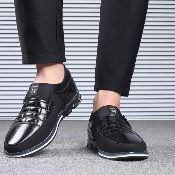 COSIDRAM Mens Casual Shoes Sneakers Loafers Comfort Walking Shoes for Male Business Work Office DressSlip onBlack