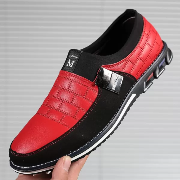 COSIDRAM Mens Casual Shoes Sneakers Loafers Comfort Walking Shoes for Male Business Work Office DressSlip onRed