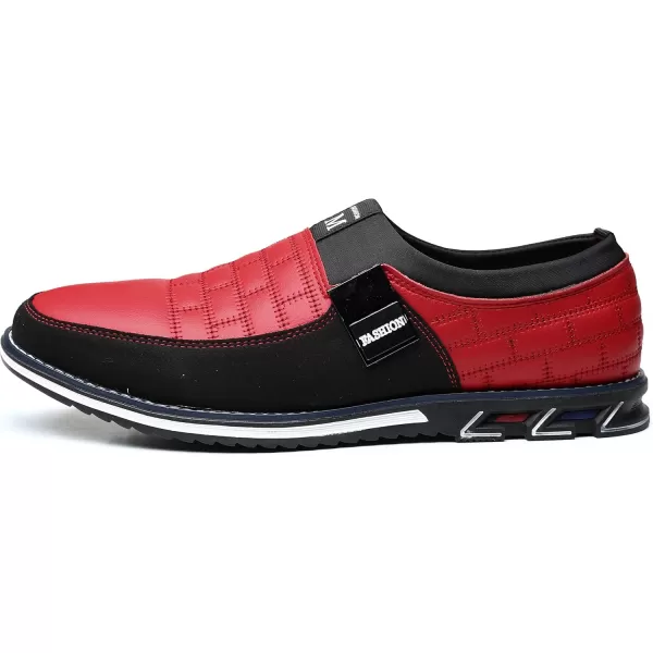 COSIDRAM Mens Casual Shoes Sneakers Loafers Comfort Walking Shoes for Male Business Work Office DressSlip onRed