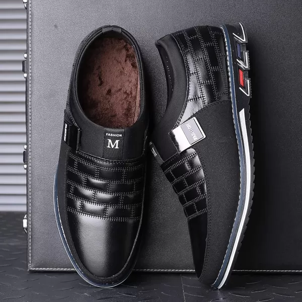 COSIDRAM Mens Casual Shoes Sneakers Loafers Comfort Walking Shoes for Male Business Work Office DressThickBlack