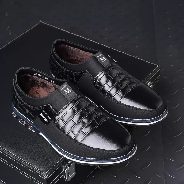 COSIDRAM Mens Casual Shoes Sneakers Loafers Comfort Walking Shoes for Male Business Work Office DressThickBlack
