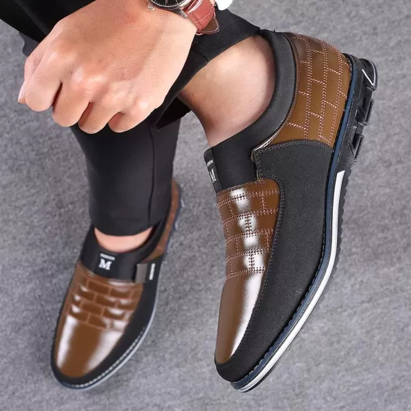 COSIDRAM Mens Casual Shoes Sneakers Loafers Comfort Walking Shoes for Male Business Work Office DressThickBrown