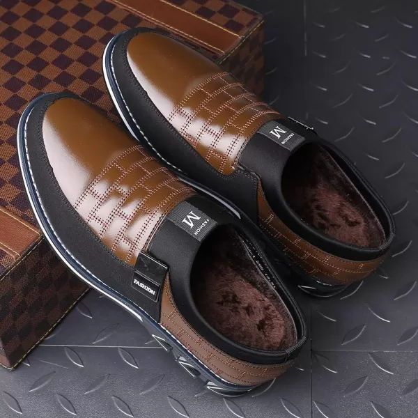COSIDRAM Mens Casual Shoes Sneakers Loafers Comfort Walking Shoes for Male Business Work Office DressThickBrown