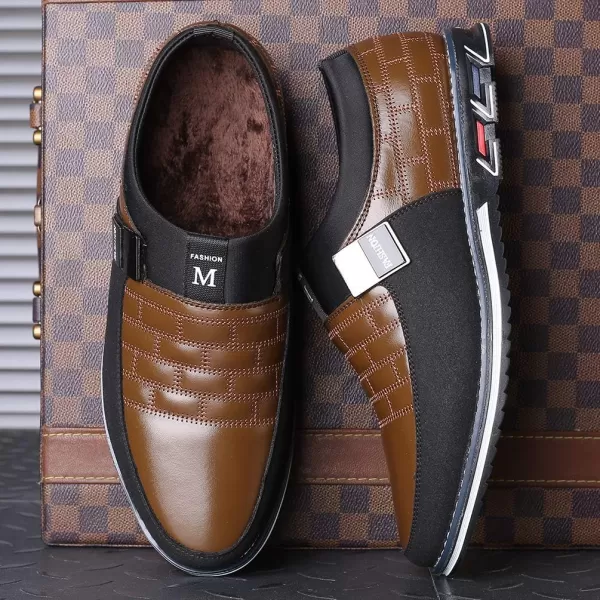 COSIDRAM Mens Casual Shoes Sneakers Loafers Comfort Walking Shoes for Male Business Work Office DressThickBrown