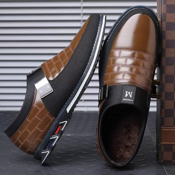 COSIDRAM Mens Casual Shoes Sneakers Loafers Comfort Walking Shoes for Male Business Work Office DressThickBrown
