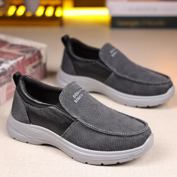 COSIDRAM Mens Casual Slip on Loafers Shoes Breathable Comfortable Non Slip Soft Walking Shoes Daily FlatsABlack