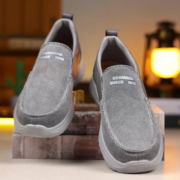 COSIDRAM Mens Casual Slip on Loafers Shoes Breathable Comfortable Non Slip Soft Walking Shoes Daily FlatsAGrey