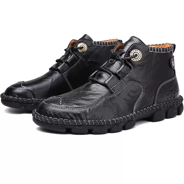 COSIDRAM Mens Chukka Boots Fashionable Casual Comfortable Dress Boot Antiskid Leather Outdoor Driving Shoes for Male MidUp Trendy Lace up Classic Black Brown Shoes